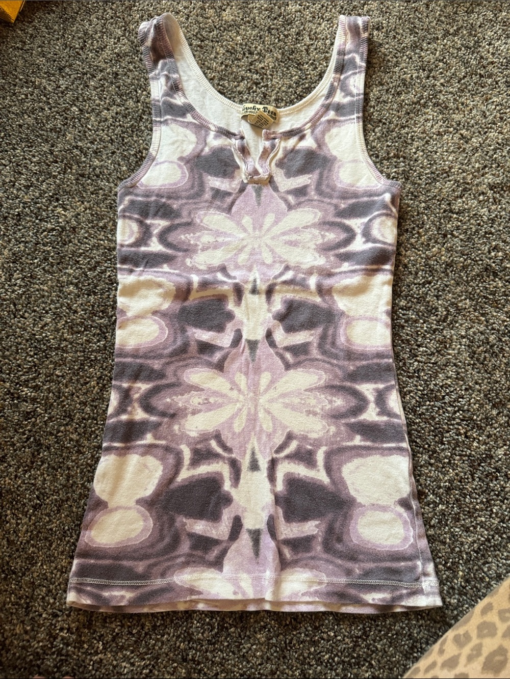 Lucky Tees Tie-Dye Ribbed Tank Top - Lavender/Purple